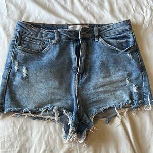 High rise denim jean shorts